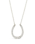 CZ Horseshoe Pendant Necklace Sterling Forever Gold 
