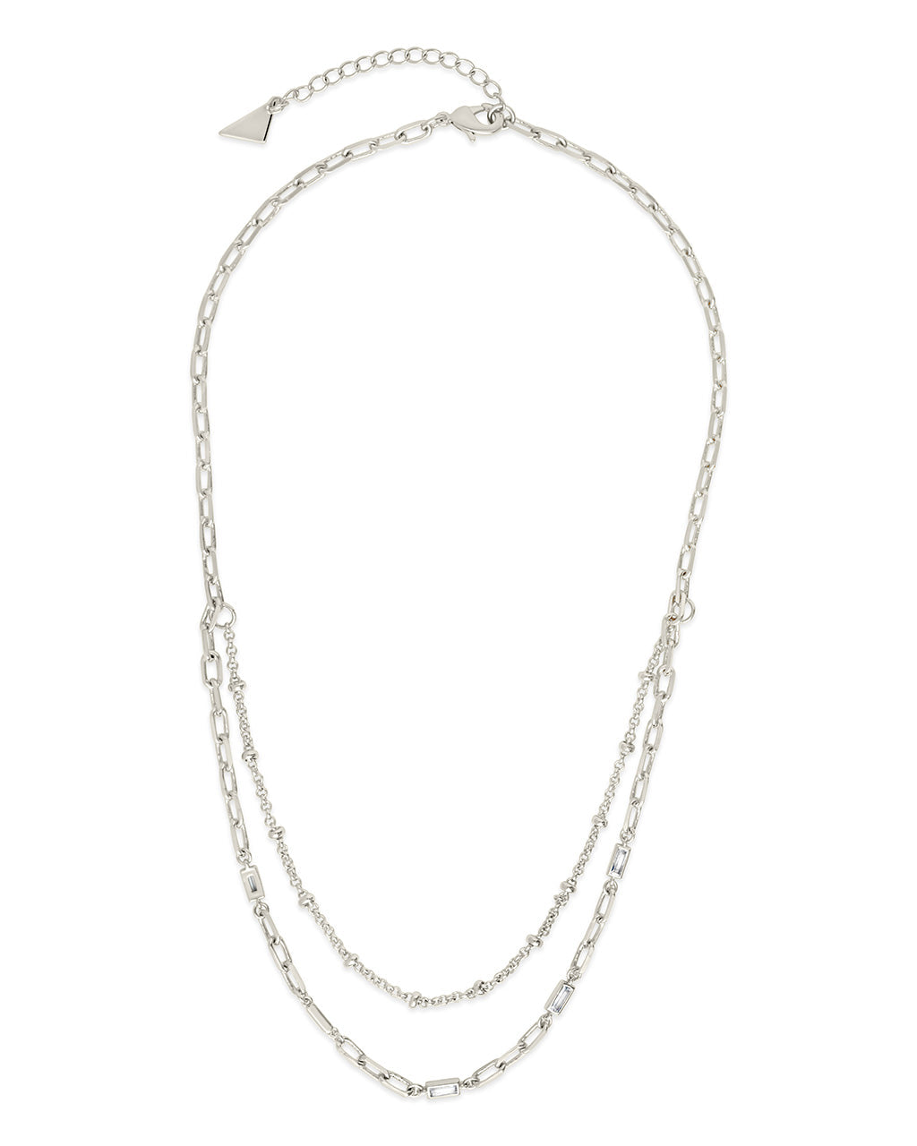 Sterling Silver Mixed Cubic Zirconia Layered Necklace