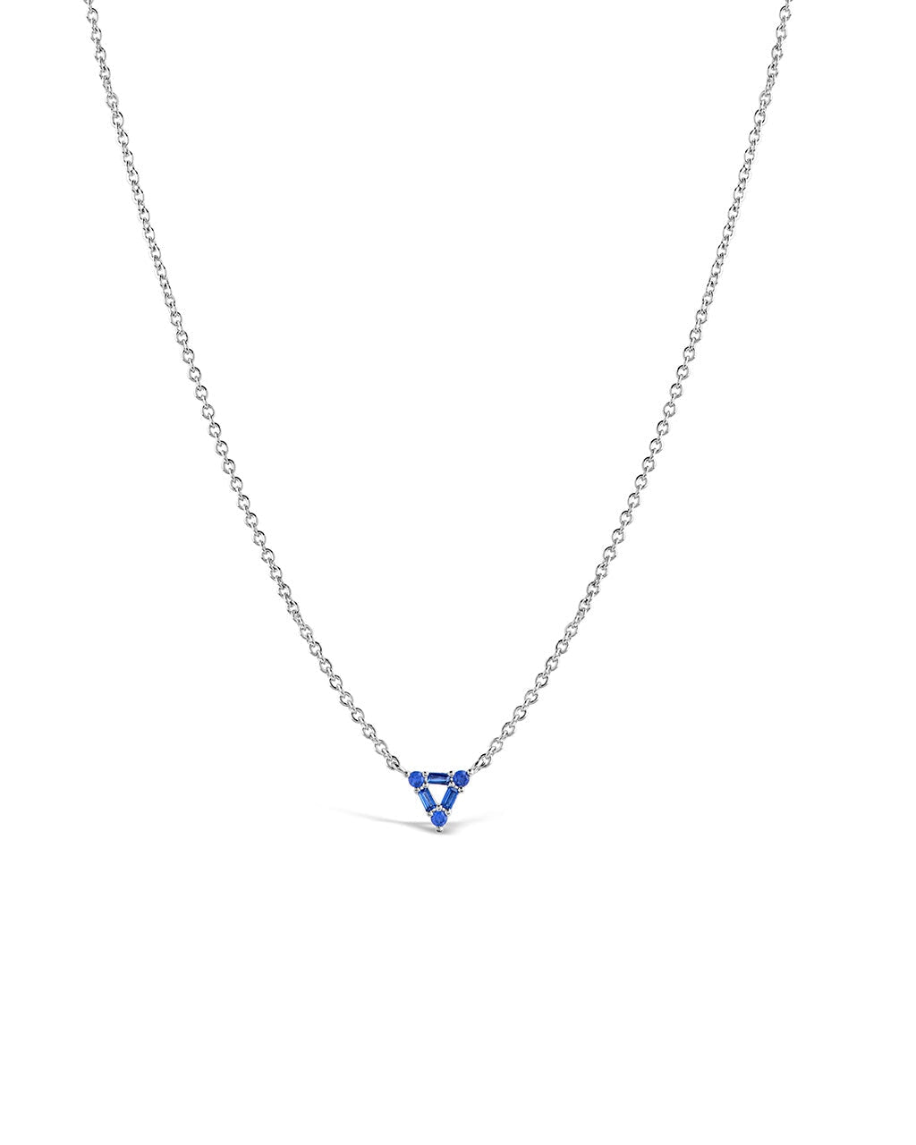 CZ Trinity Triangle Necklace Necklace Sterling Forever Silver Sapphire 