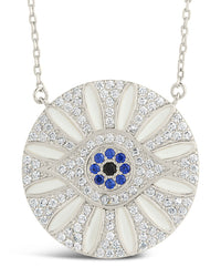 Evil Eye & CZ Petal Pendant Necklace Sterling Forever 