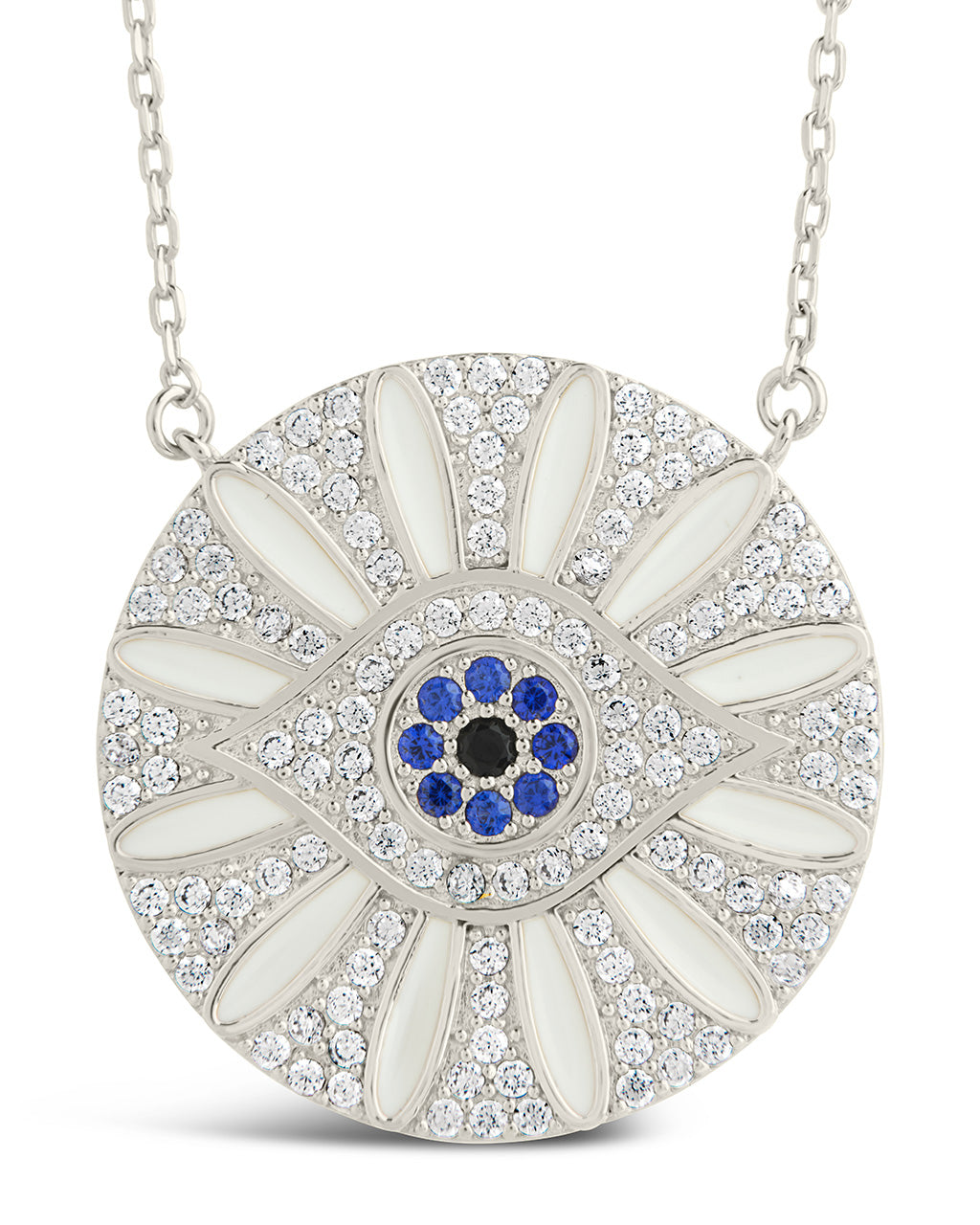 Evil Eye & CZ Petal Pendant Necklace Sterling Forever 