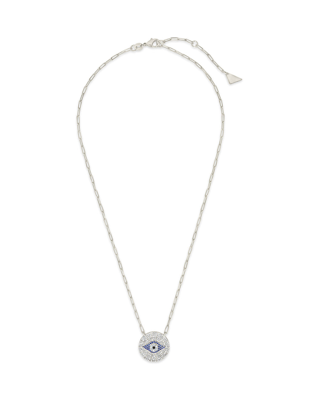 CZ Evil Eye Disk Pendant Necklace Sterling Forever 