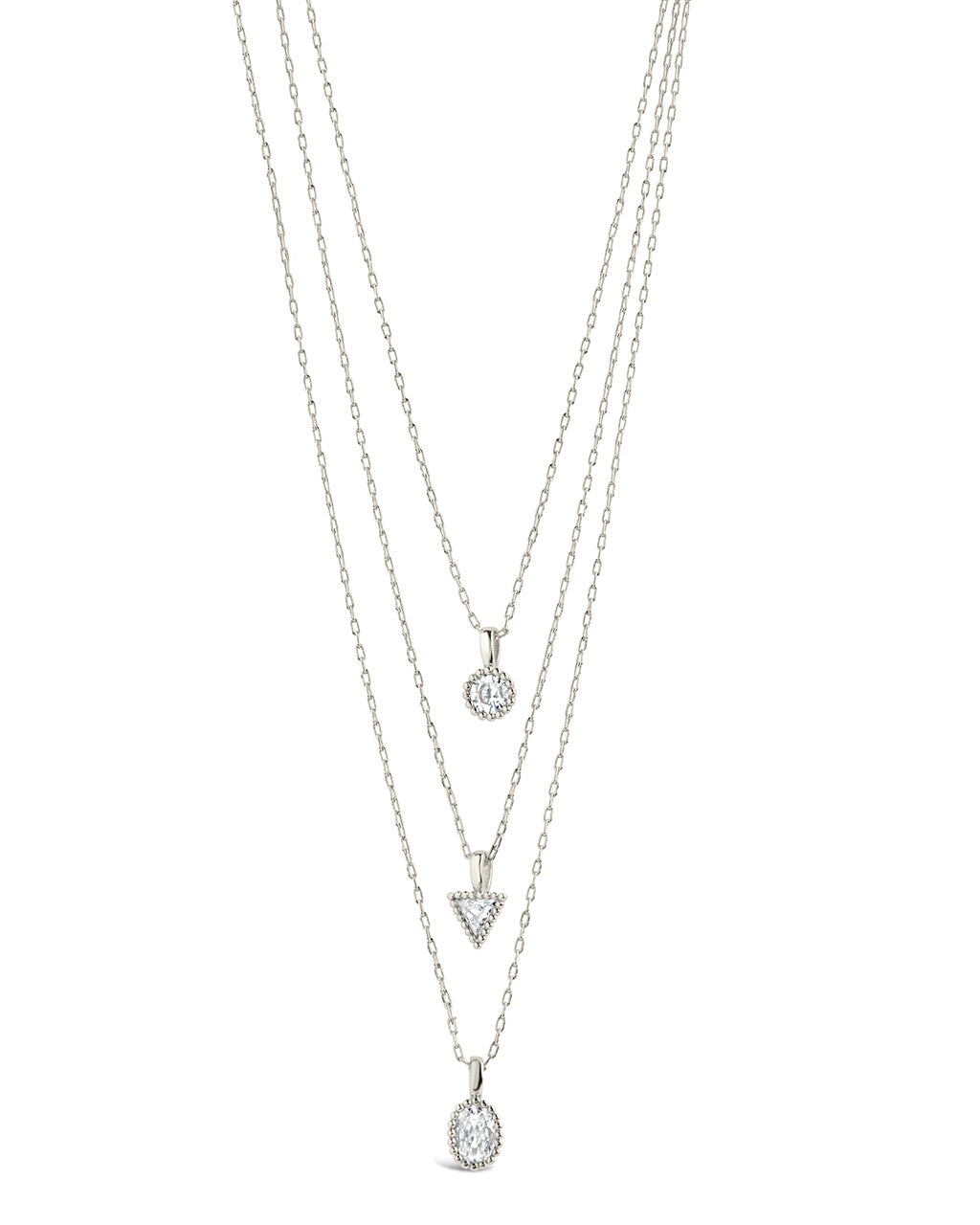 3 layer necklace sterling silver sales