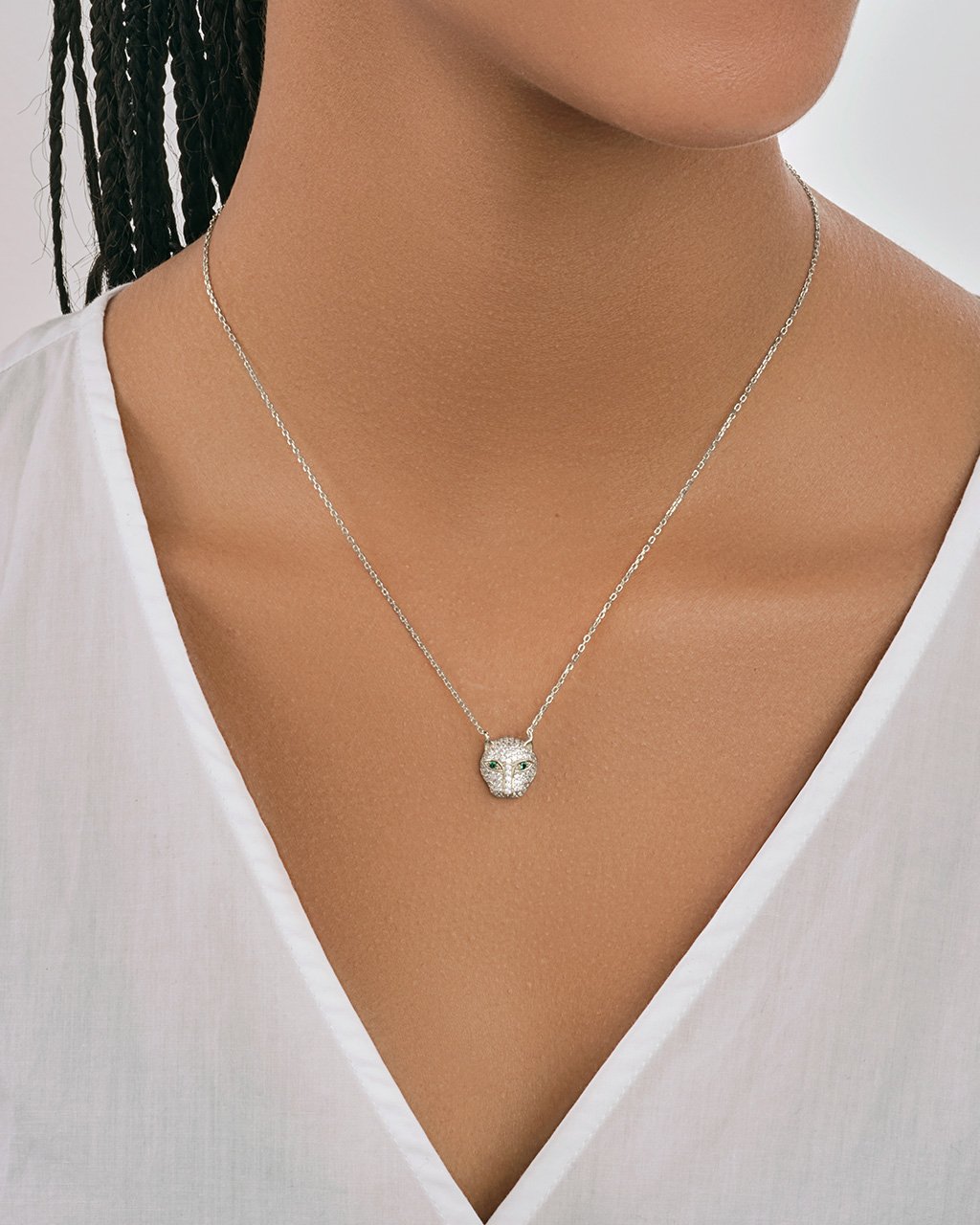 Sterling Silver Jaguar CZ Pendant Necklace Sterling Forever 