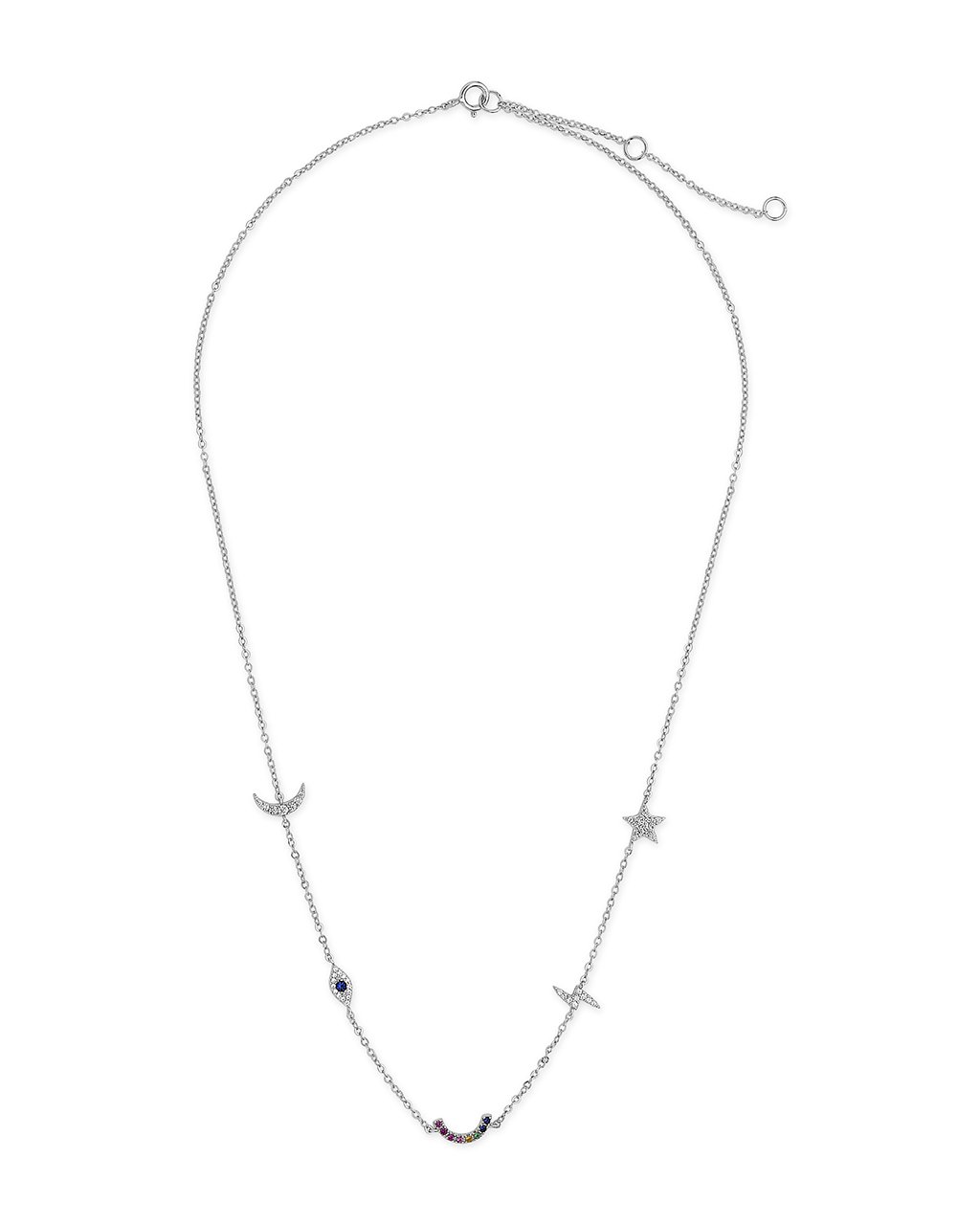 Sterling Silver Lucky Charm Station Necklace Necklace Sterling Forever 