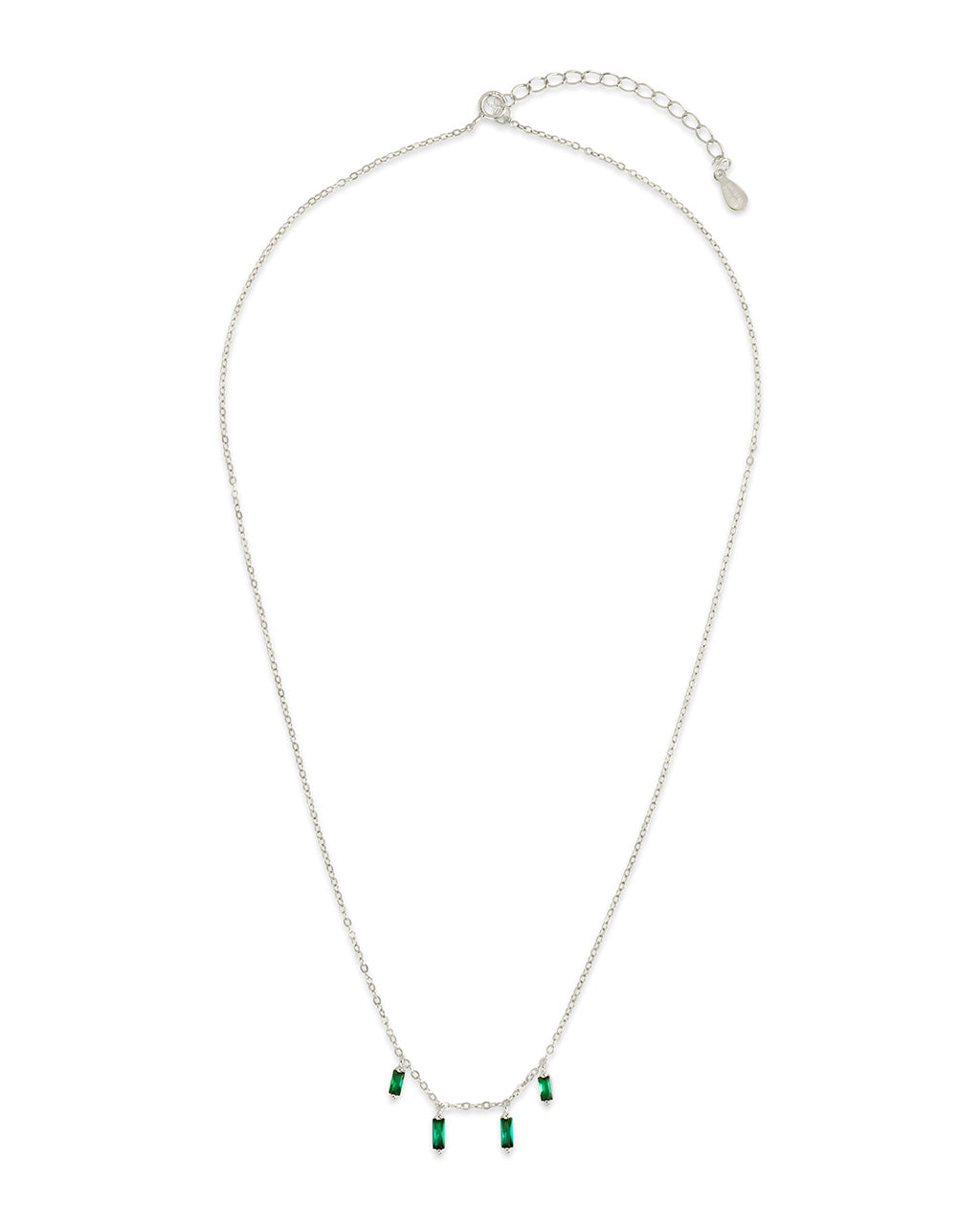 Sterling Silver Emerald CZ Baguette Charm Necklace Necklace Sterling Forever 