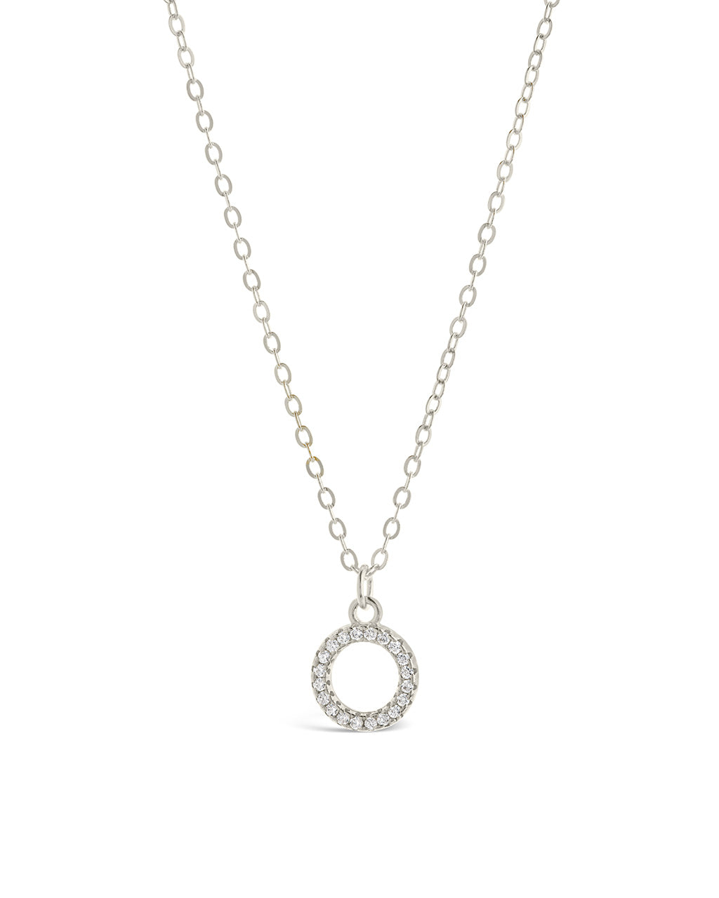 Sterling Silver CZ Open Circle Pendant Necklace Sterling Forever Silver 