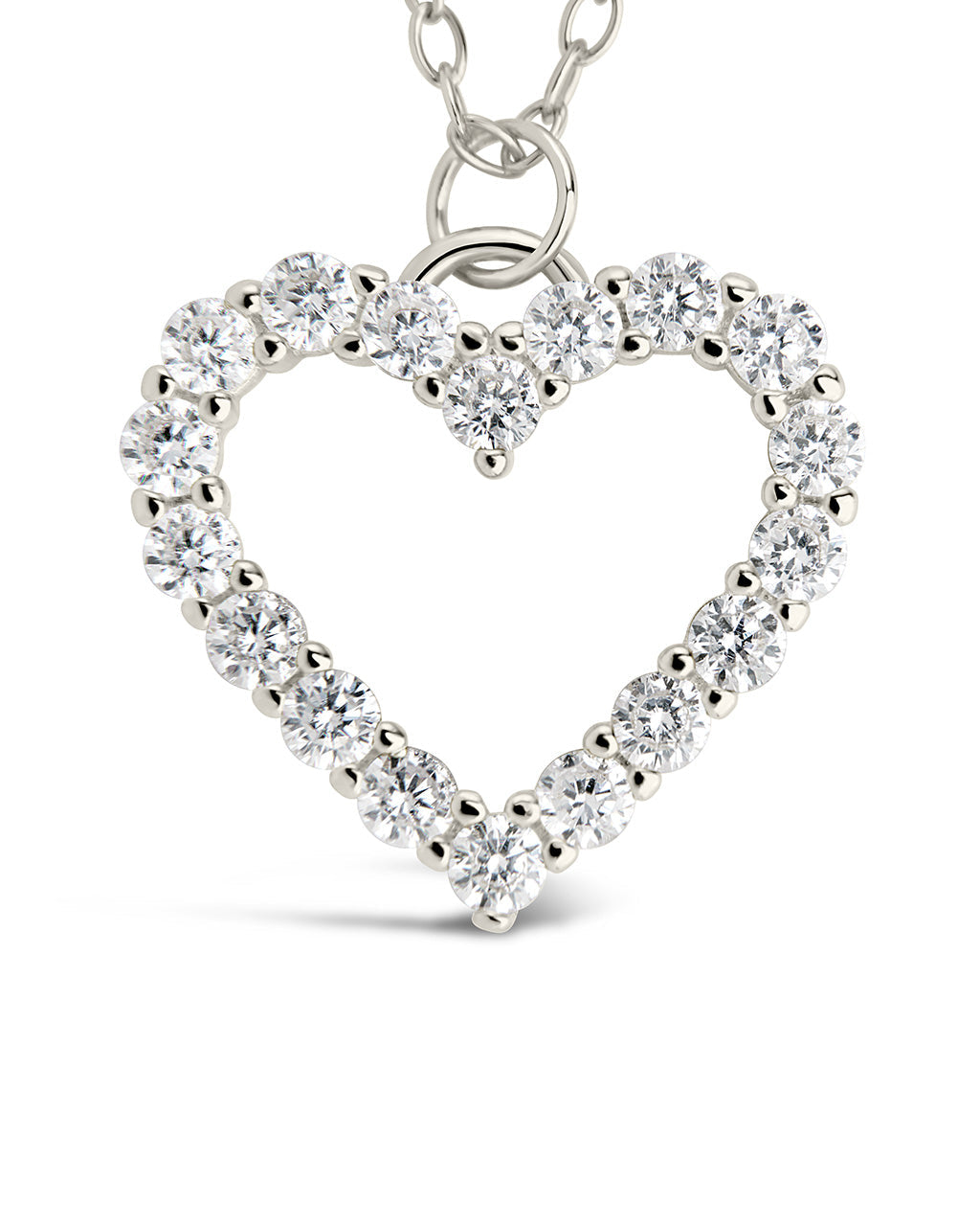 Sterling Silver CZ Outline Heart Pendant Necklace Necklace Sterling Forever 