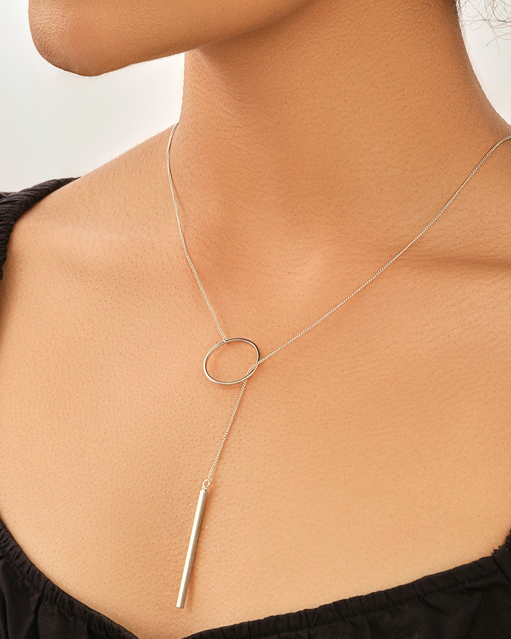 Layering Circle and Bar Lariat Necklace Necklace Sterling Forever 
