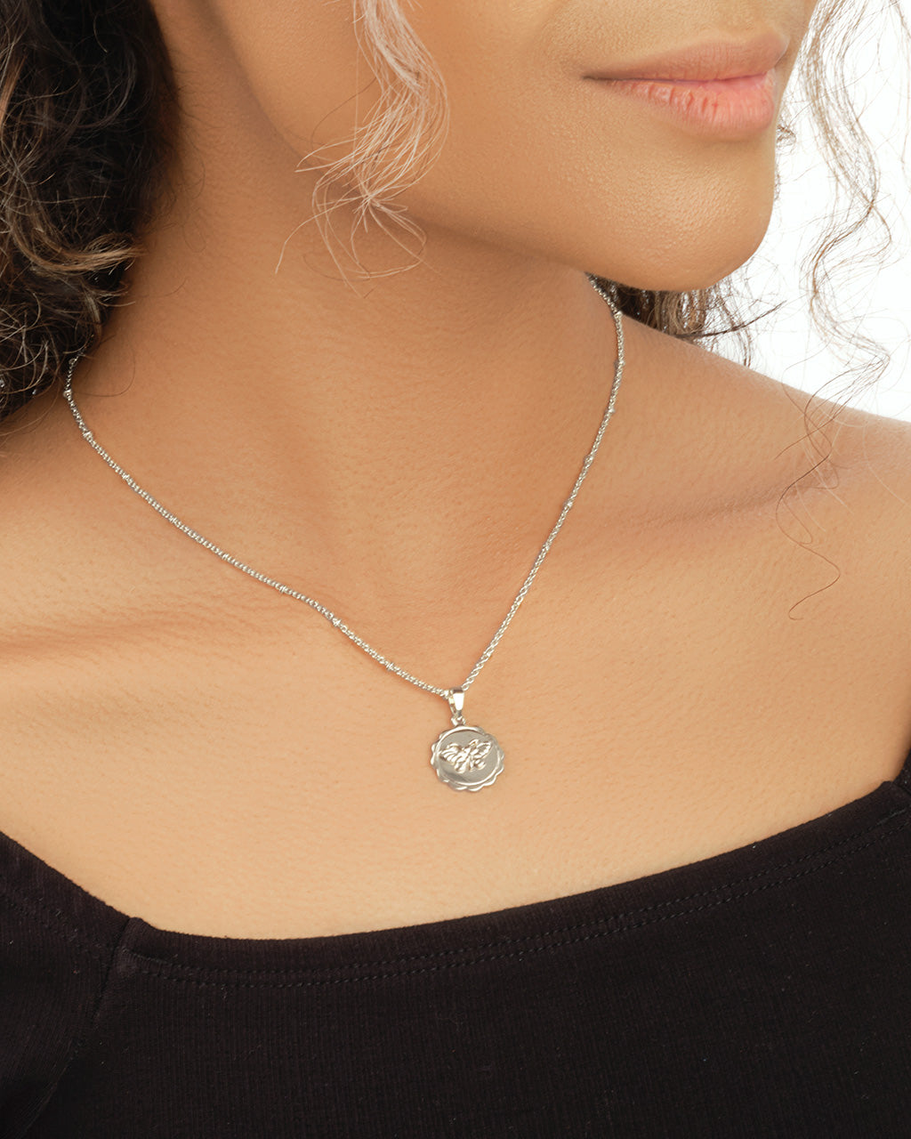 Butterfly Pendant on Beaded Chain Necklace Sterling Forever 