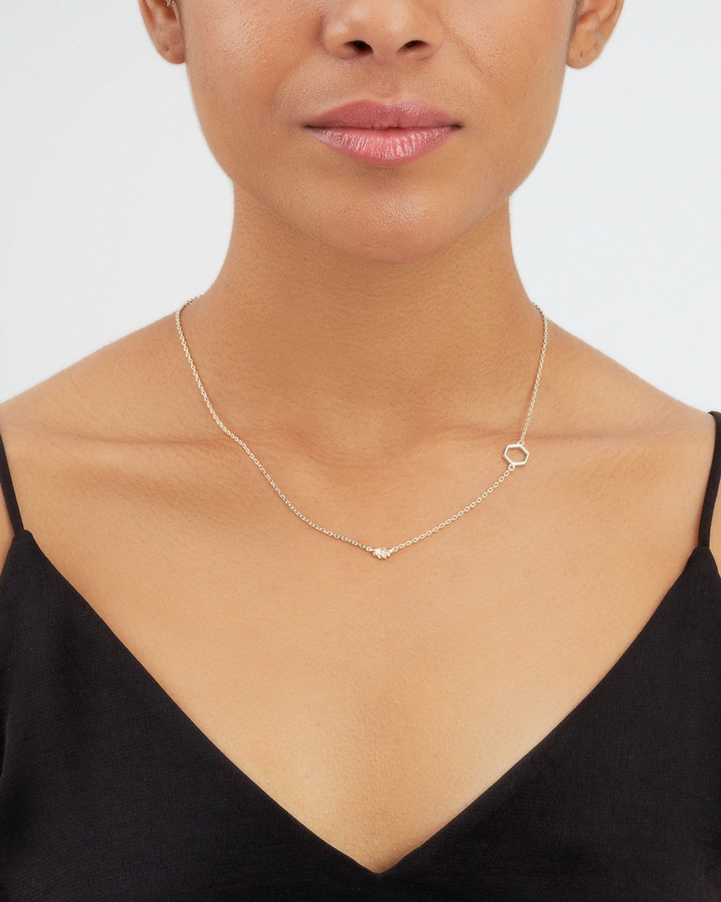Bee & Hexagon Necklace Necklace Sterling Forever 