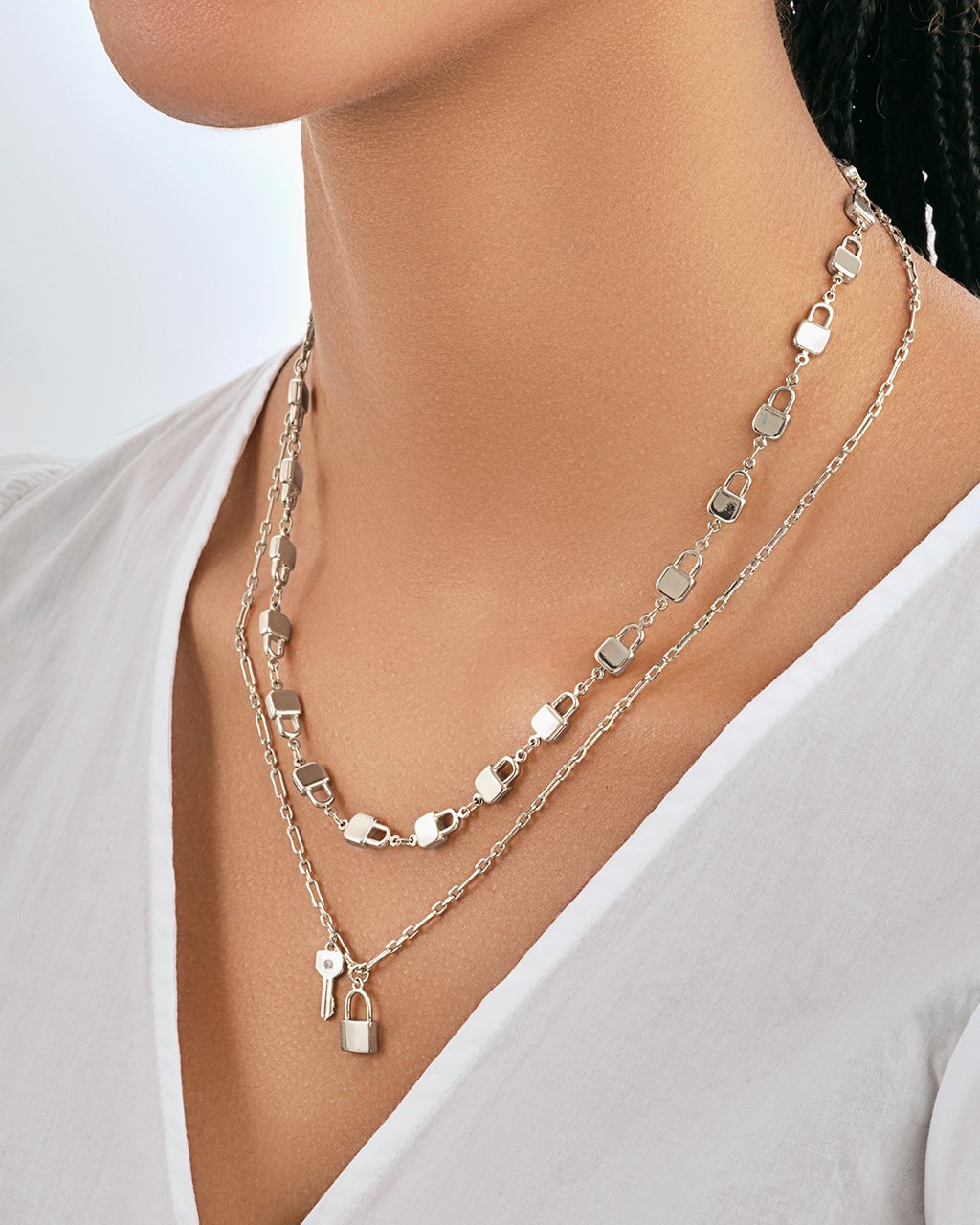 Lock & Key Layered Necklace Necklace Sterling Forever 