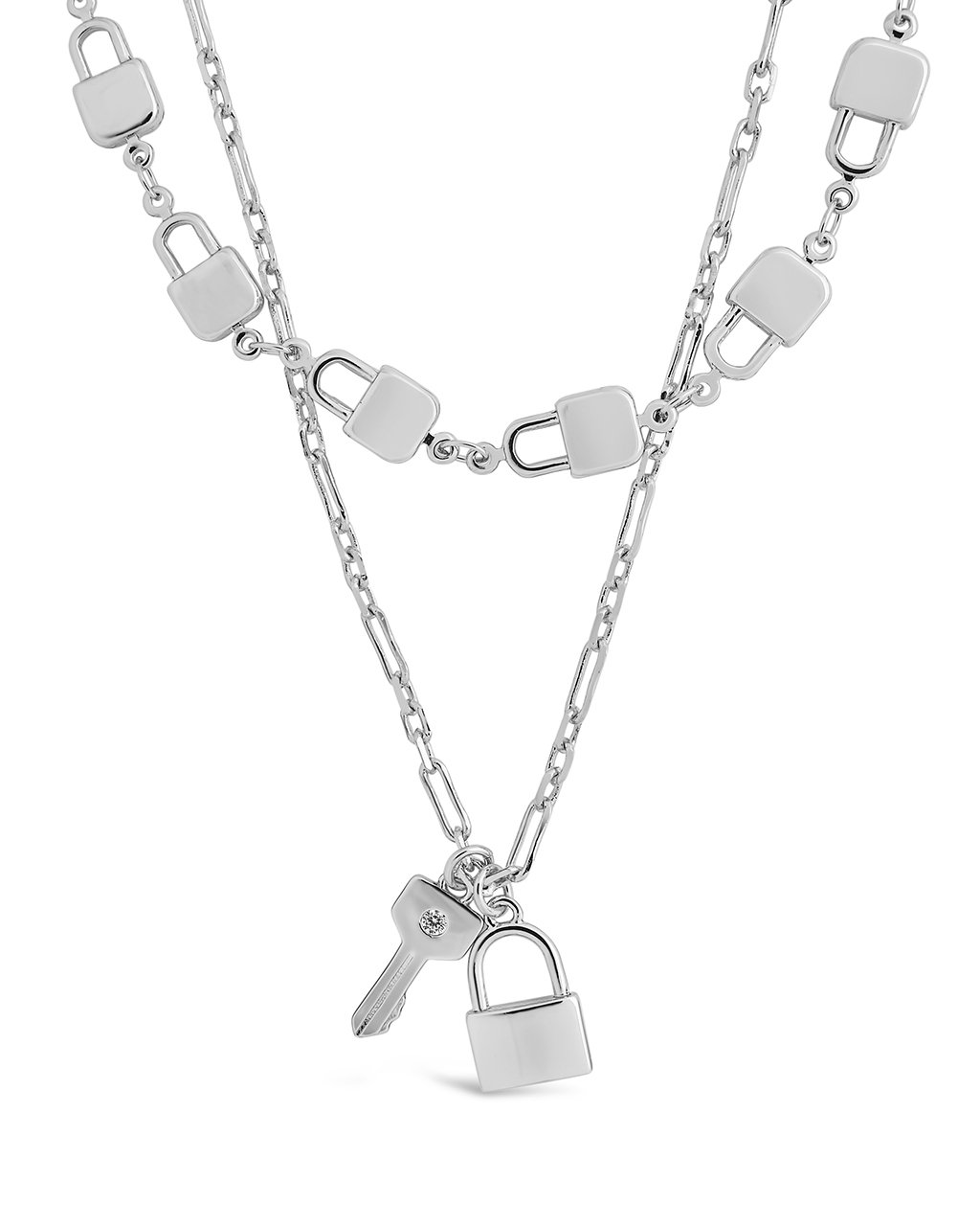 Sterling Forever Lock & Key Layered Necklace