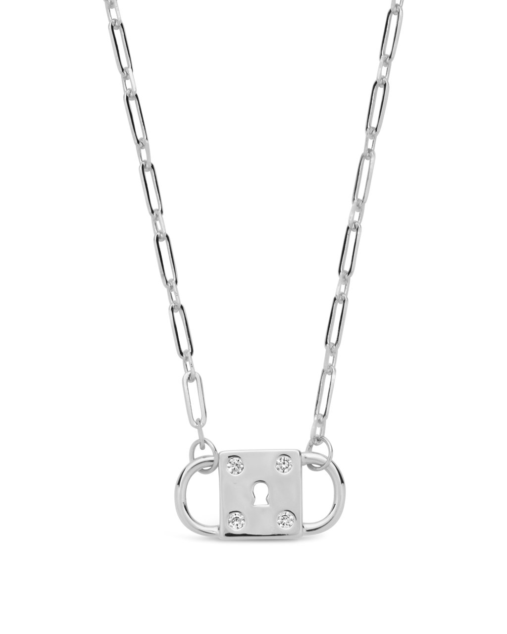 Double Padlock Pendant Necklace Sterling Forever Silver