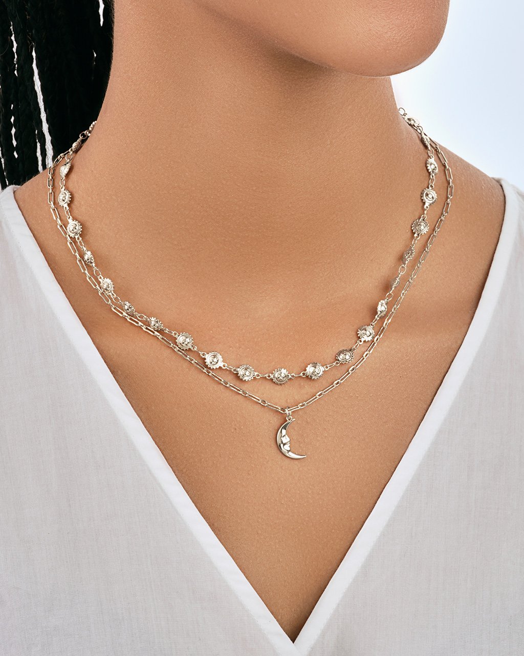 Sun Chain & Moon Layered Necklace Necklace Sterling Forever 