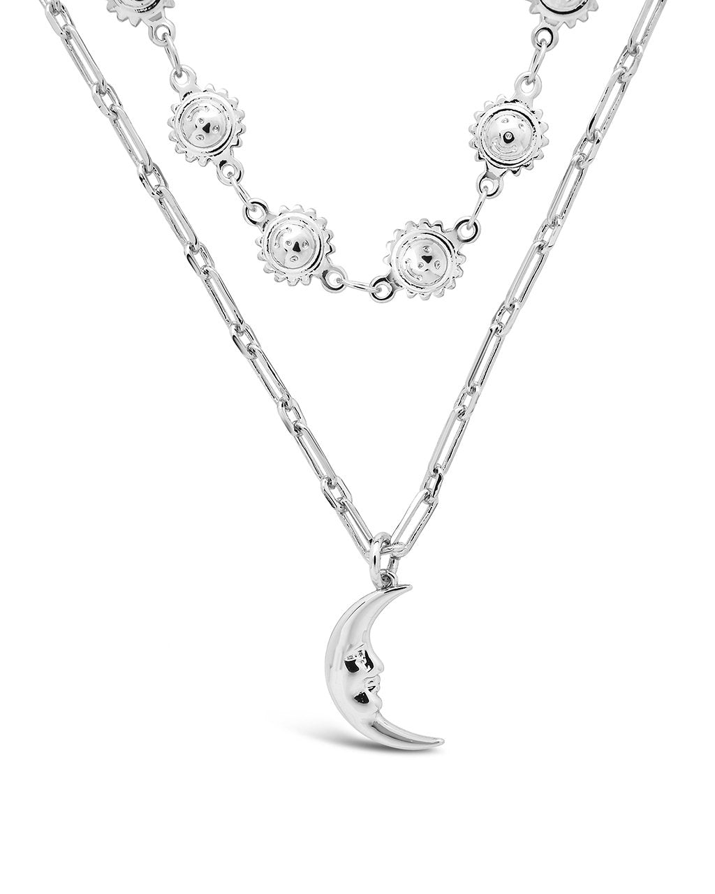 Sun Chain & Moon Layered Necklace Necklace Sterling Forever Silver