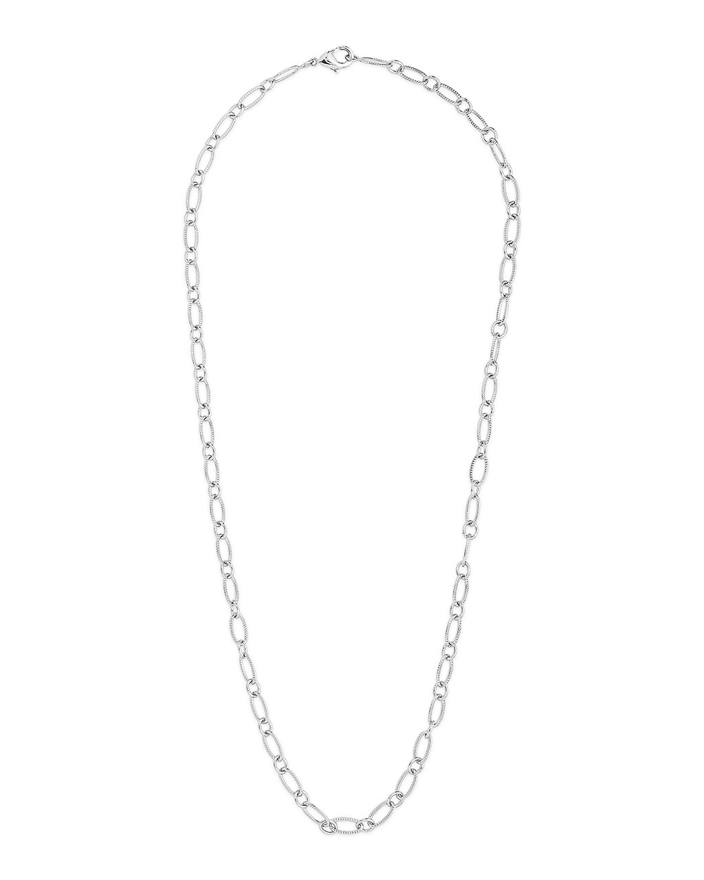 Textured Oval Link Chain Necklace Sterling Forever Silver