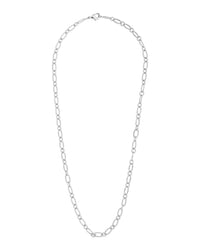 Textured Oval Link Chain Necklace Sterling Forever Silver