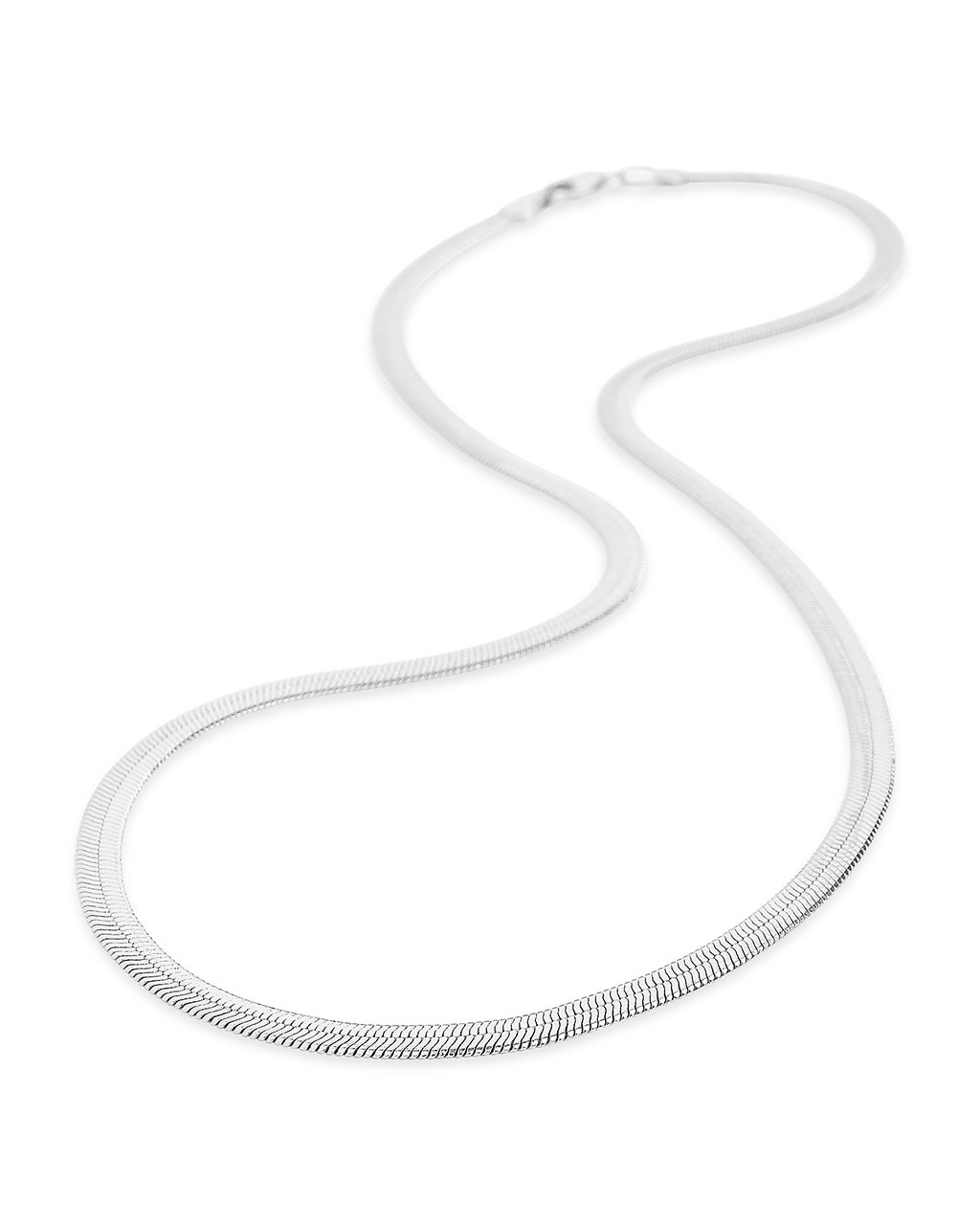 Herringbone Chain Necklace Sterling Forever Silver 18" 