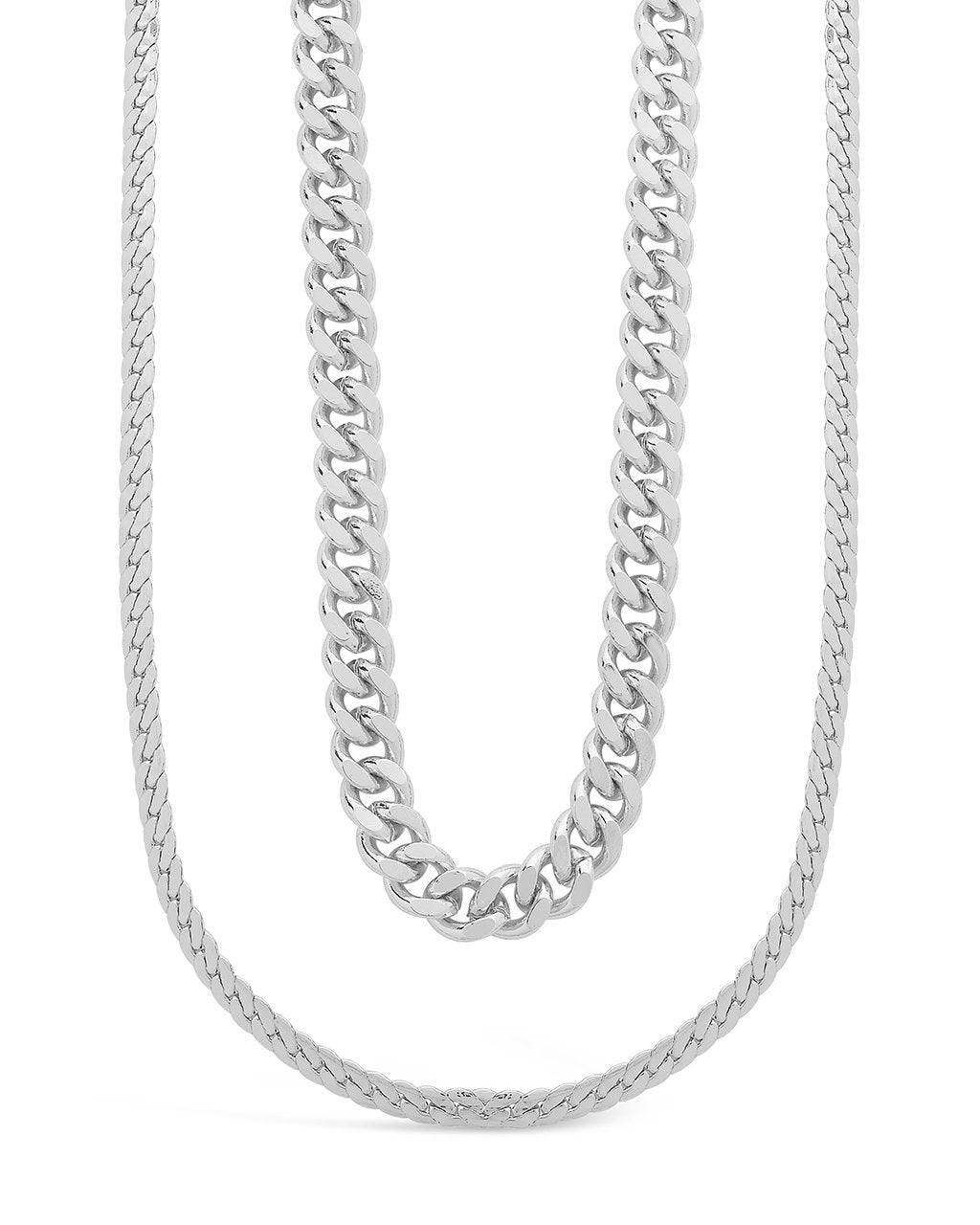 Curb & Herringbone Chain Layered Necklace Necklace Sterling Forever 