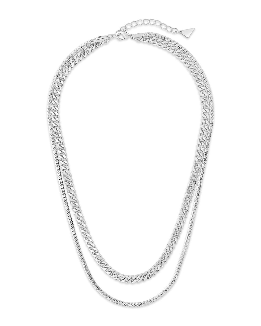 Curb & Herringbone Chain Layered Necklace Necklace Sterling Forever Silver 