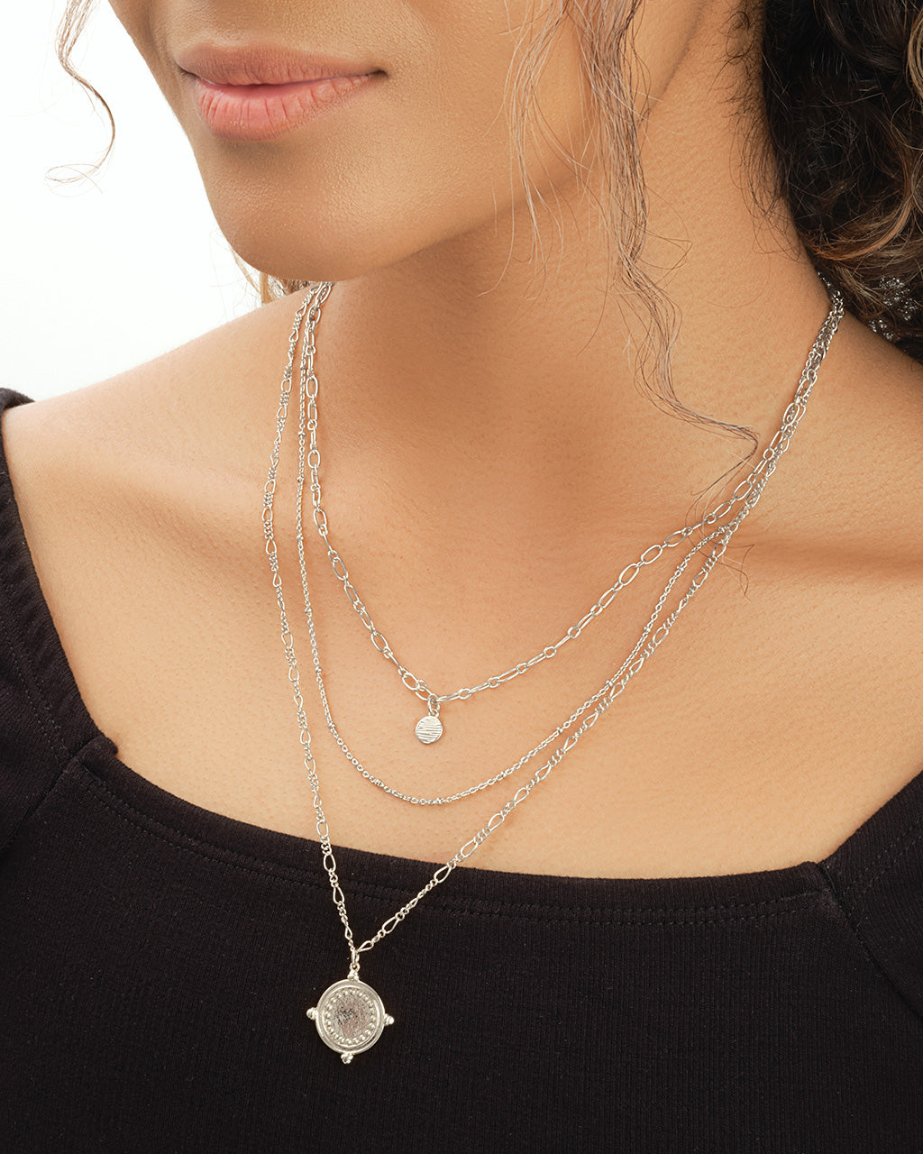 Three Layer Medallion Necklace Necklace Sterling Forever 