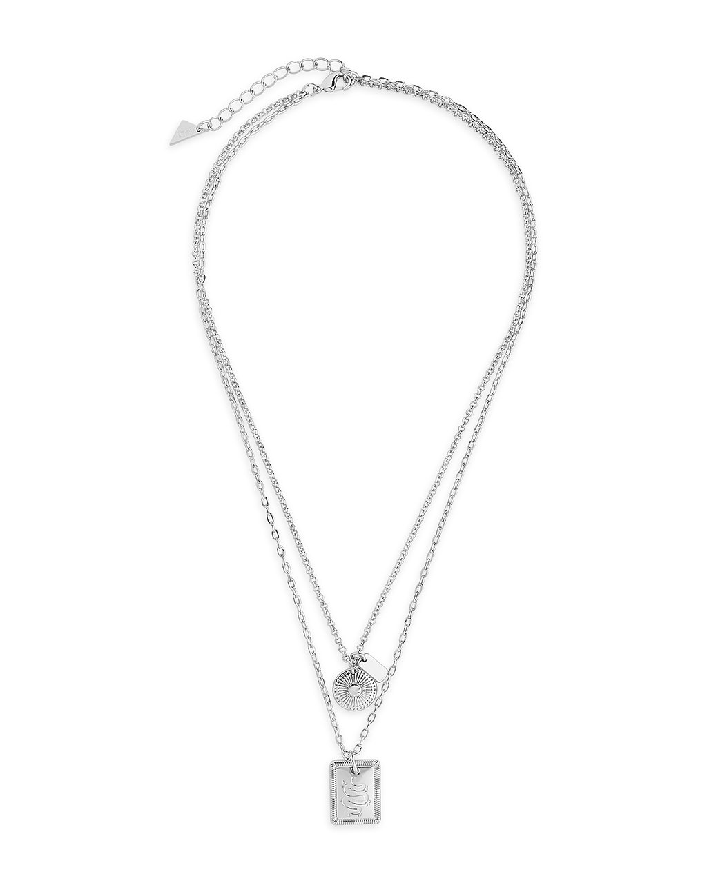 Engraved Disc & Tag Layered Necklace Necklace Sterling Forever 
