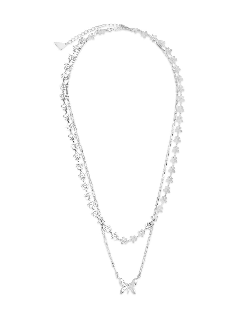 Butterfly & Daisy Chain Layered Necklace Necklace Sterling Forever 