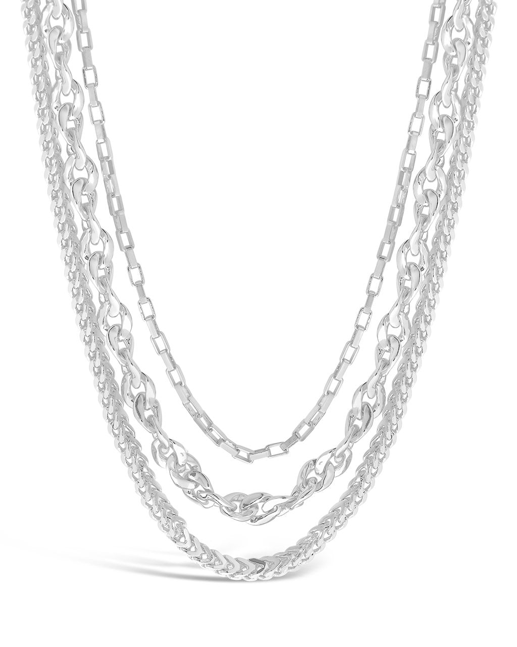 Three Layer Bold Chain Necklace Necklace Sterling Forever Silver 