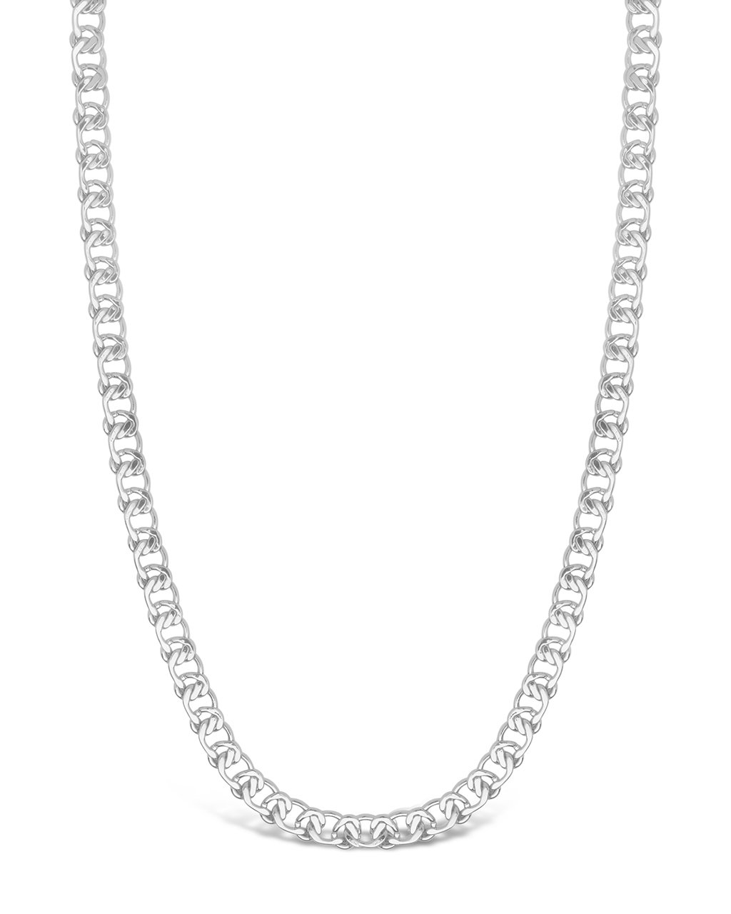 Interlocking Curb Chain Necklace Sterling Forever Silver 