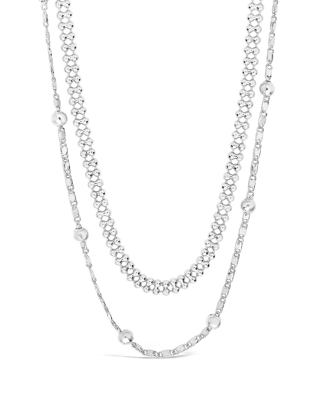 Layered Beaded Chain Necklace Necklace Sterling Forever Silver 