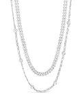 Layered Beaded Chain Necklace Necklace Sterling Forever Silver 