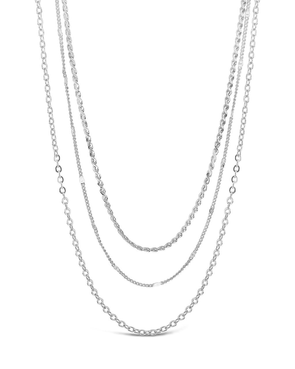 Dainty Three Layer Chain Necklace Necklace Sterling Forever Silver 