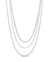 Dainty Three Layer Chain Necklace Necklace Sterling Forever Silver 