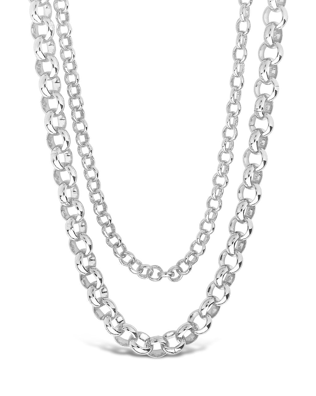 Bold Layered Rolo Chain Necklace Necklace Sterling Forever Silver 