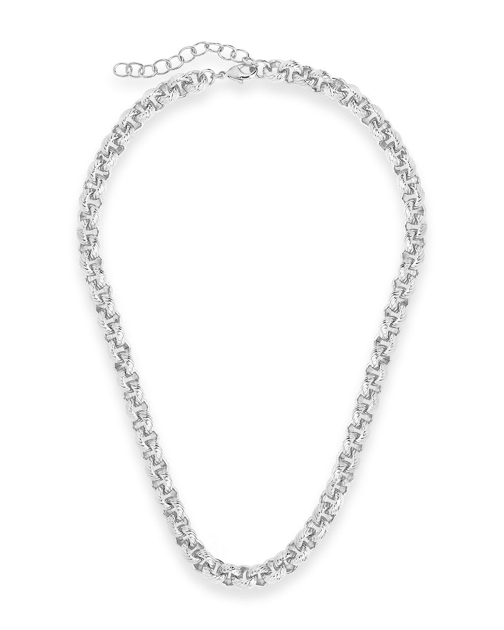 Textured Round Link Chain Necklace Sterling Forever 