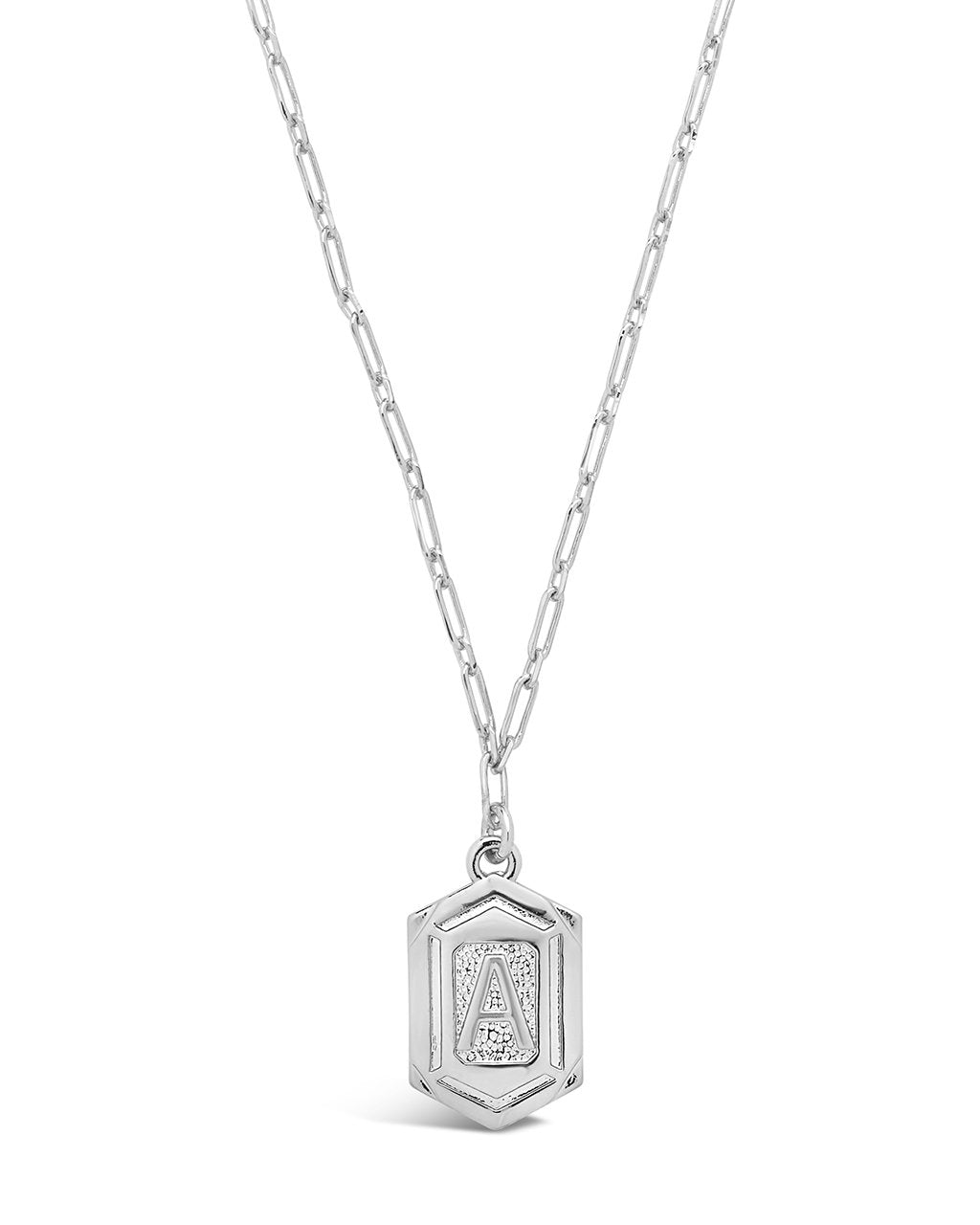 Hexagon Tag Initial Necklace Necklace Sterling Forever Silver A 
