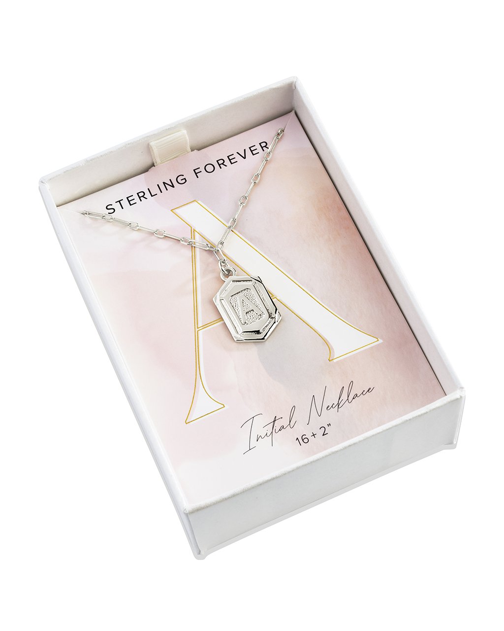 Hexagon Tag Initial Necklace Necklace Sterling Forever 