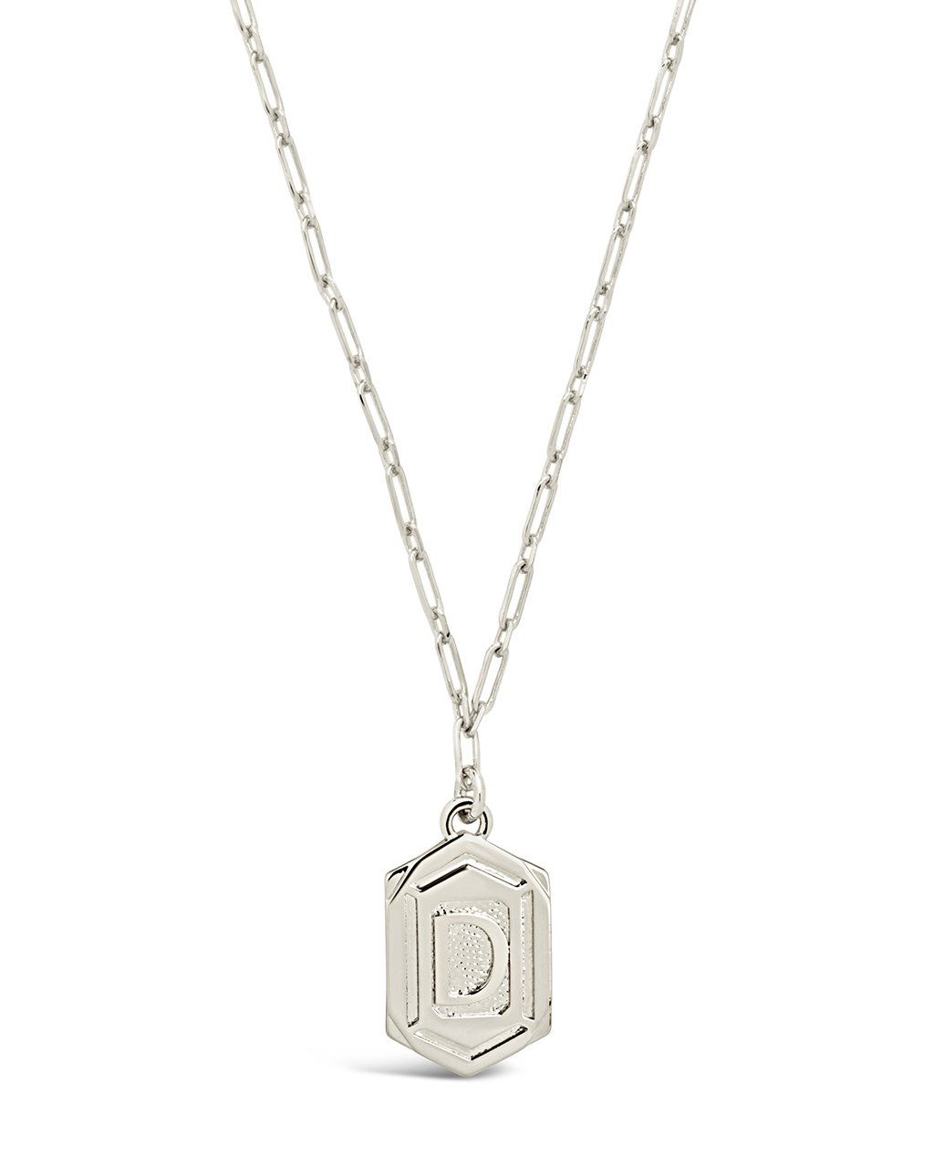 Hexagon Tag Initial Necklace Necklace Sterling Forever Silver D 