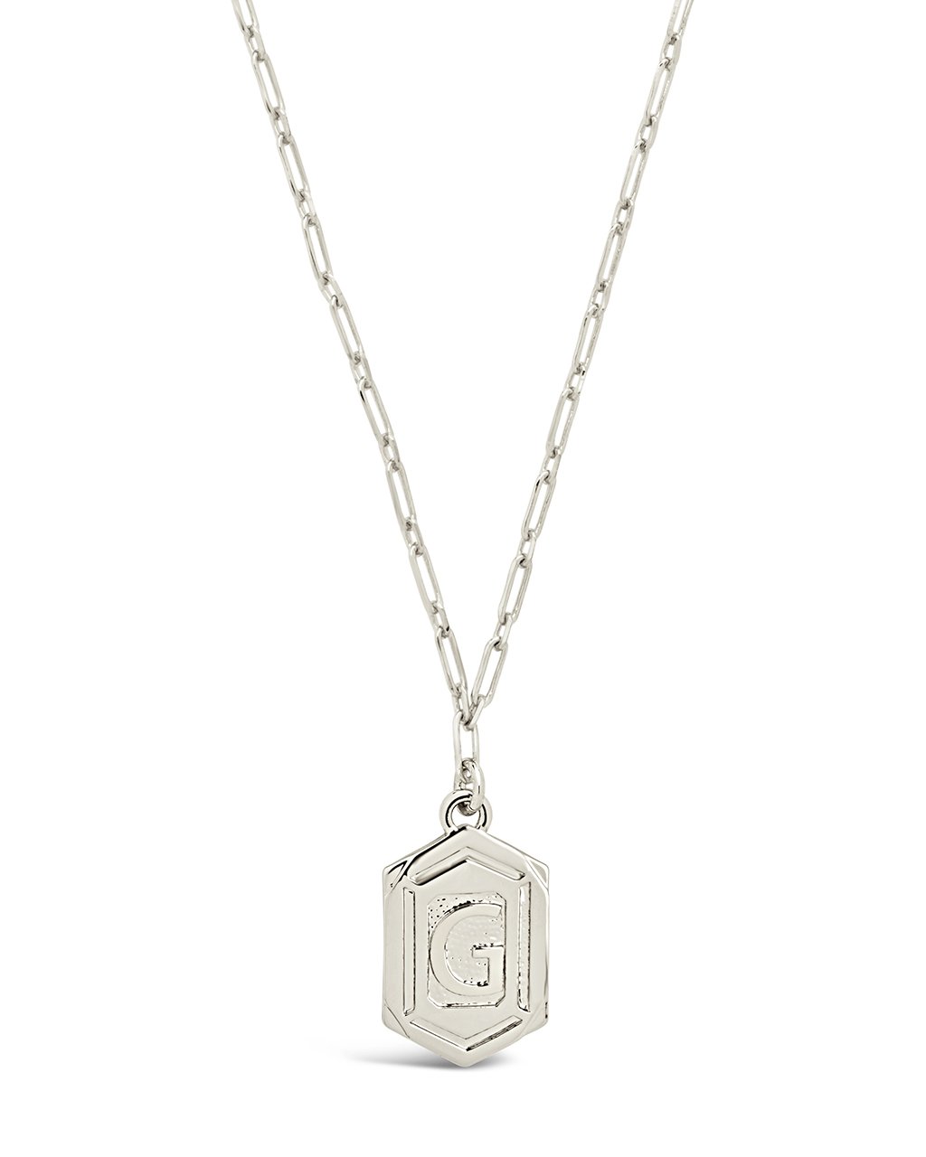 Hexagon Tag Initial Necklace Necklace Sterling Forever Silver G 