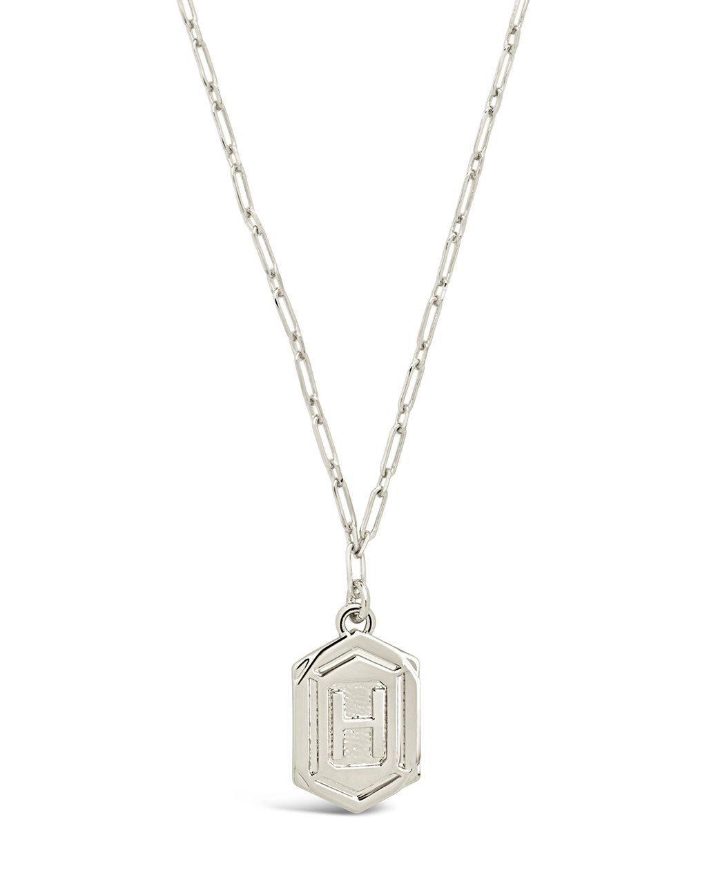 Hexagon Tag Initial Necklace Necklace Sterling Forever Silver H 