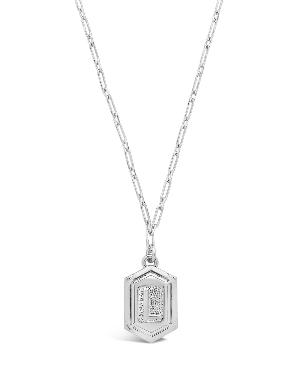 Hexagon Tag Initial Necklace Necklace Sterling Forever Silver L 
