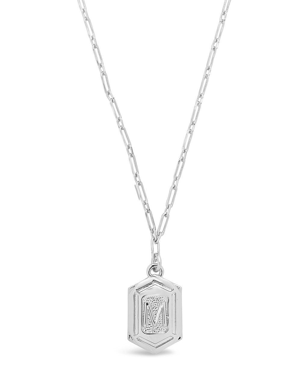 Hexagon Tag Initial Necklace Necklace Sterling Forever Silver M 