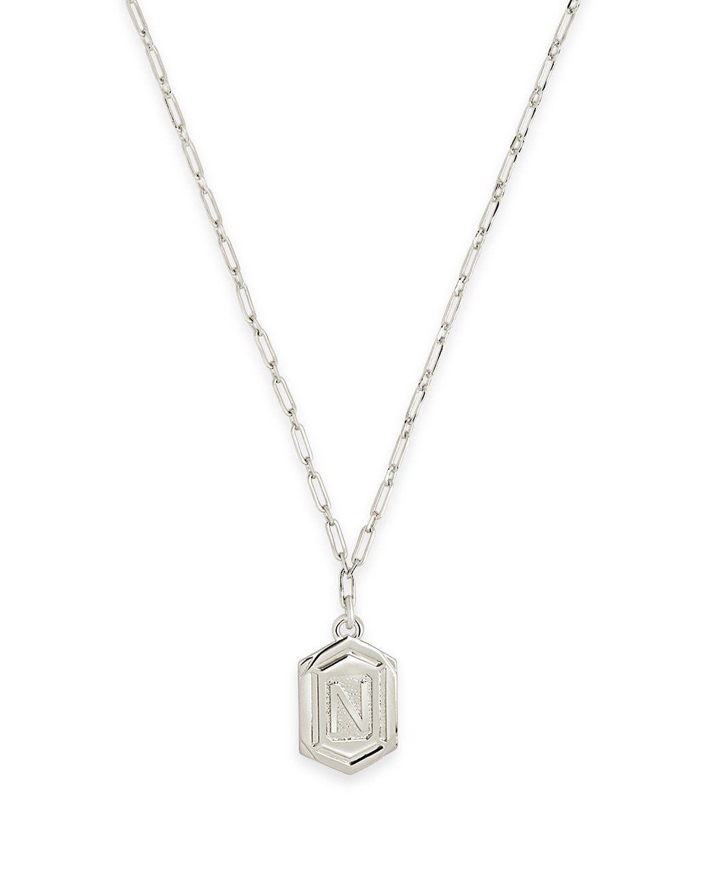 Hexagon Tag Initial Necklace Necklace Sterling Forever Silver N 