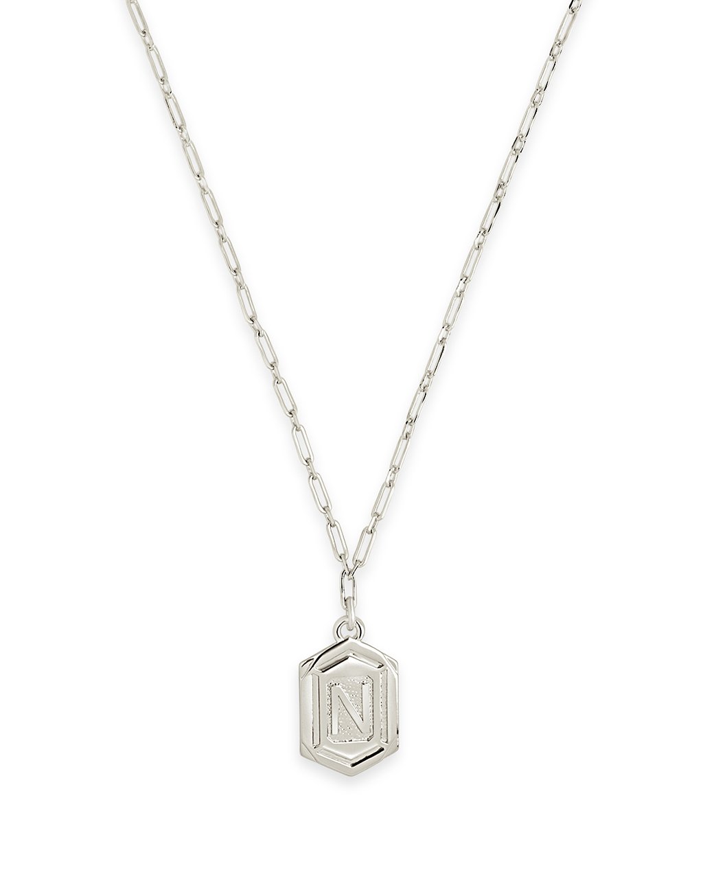 Hexagon Tag Initial Necklace Necklace Sterling Forever Silver N 