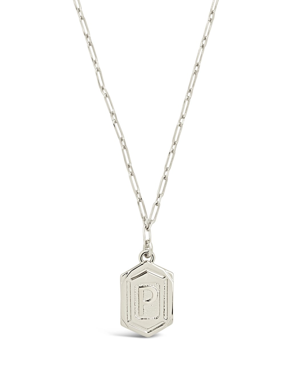 Hexagon Tag Initial Necklace Necklace Sterling Forever Silver P 