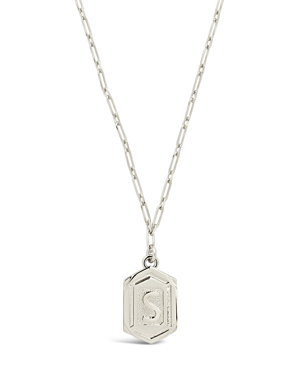 Hexagon Tag Initial Necklace Necklace Sterling Forever Silver S 