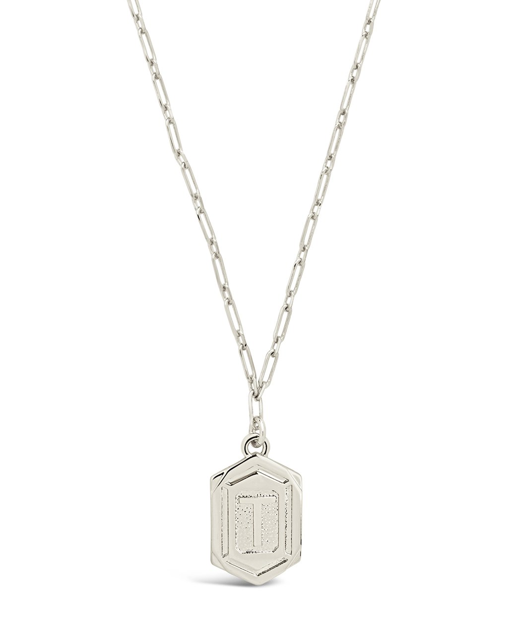 Hexagon Tag Initial Necklace Necklace Sterling Forever Silver T 