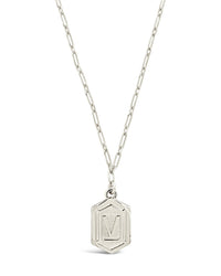 Hexagon Tag Initial Necklace Necklace Sterling Forever Silver V 
