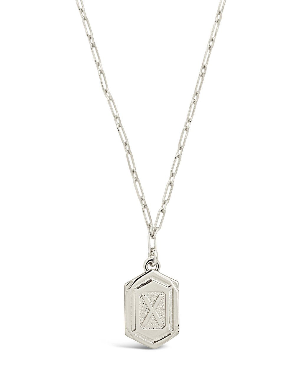 Hexagon Tag Initial Necklace Necklace Sterling Forever Silver X 